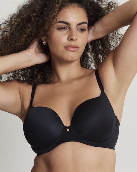Figleaves Smoothing Sweetheart Full Cup Underwired T-Shirt Bra (B-H) Black
