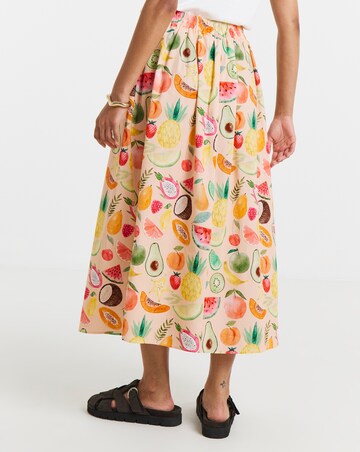 Twisted Wunder Cotton Fruit Print Maxi Skirt