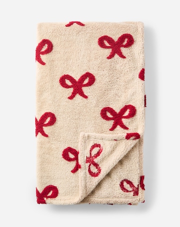 Embroidered Bows Sherpa Fleece Throw