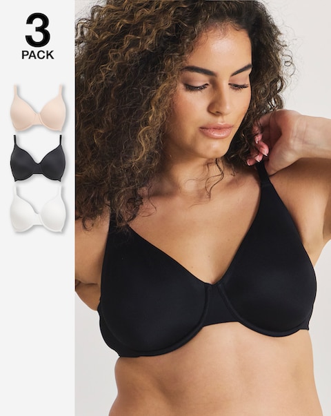 Pretty Secrets (3 Pack) New Claire Micro Moulded Full Cup Wired Bras (B-E)