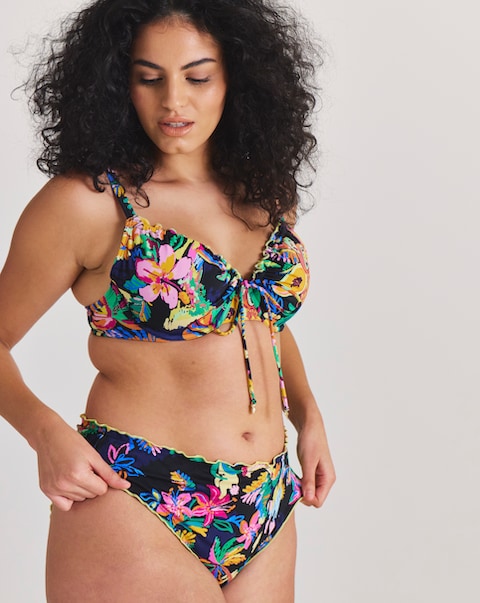 Fruit And Palm Print Edge Detail Bikini Bottoms