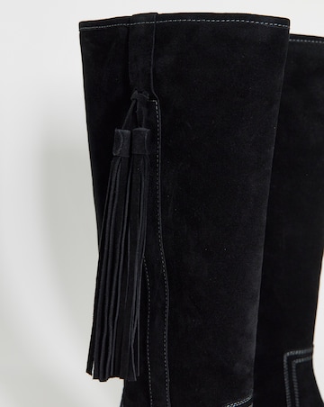 Abby Suede Tassle Knee High Boots - Wide Fit (E) & Curvy Calf