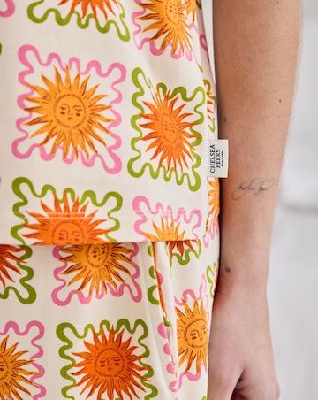 Chelsea Peers Organic Cotton Cami Pyjama Short Set Sunshine Tile Print