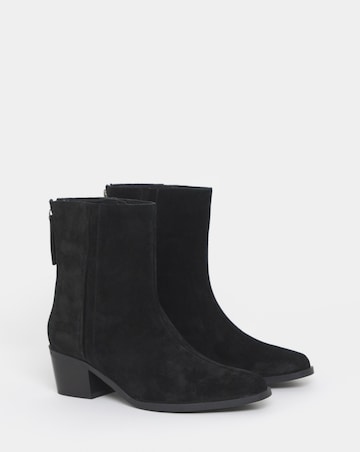 Shaundi Leather Block Heel Ankle Boots - Wide Fit (E)