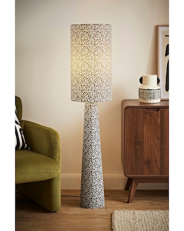 ValueLights Bertie Leopard Print Midi Floor Lamp