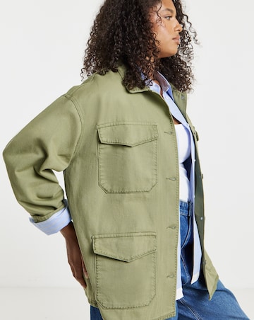 Simply Be Khaki Stitch Detail Utility Jacket