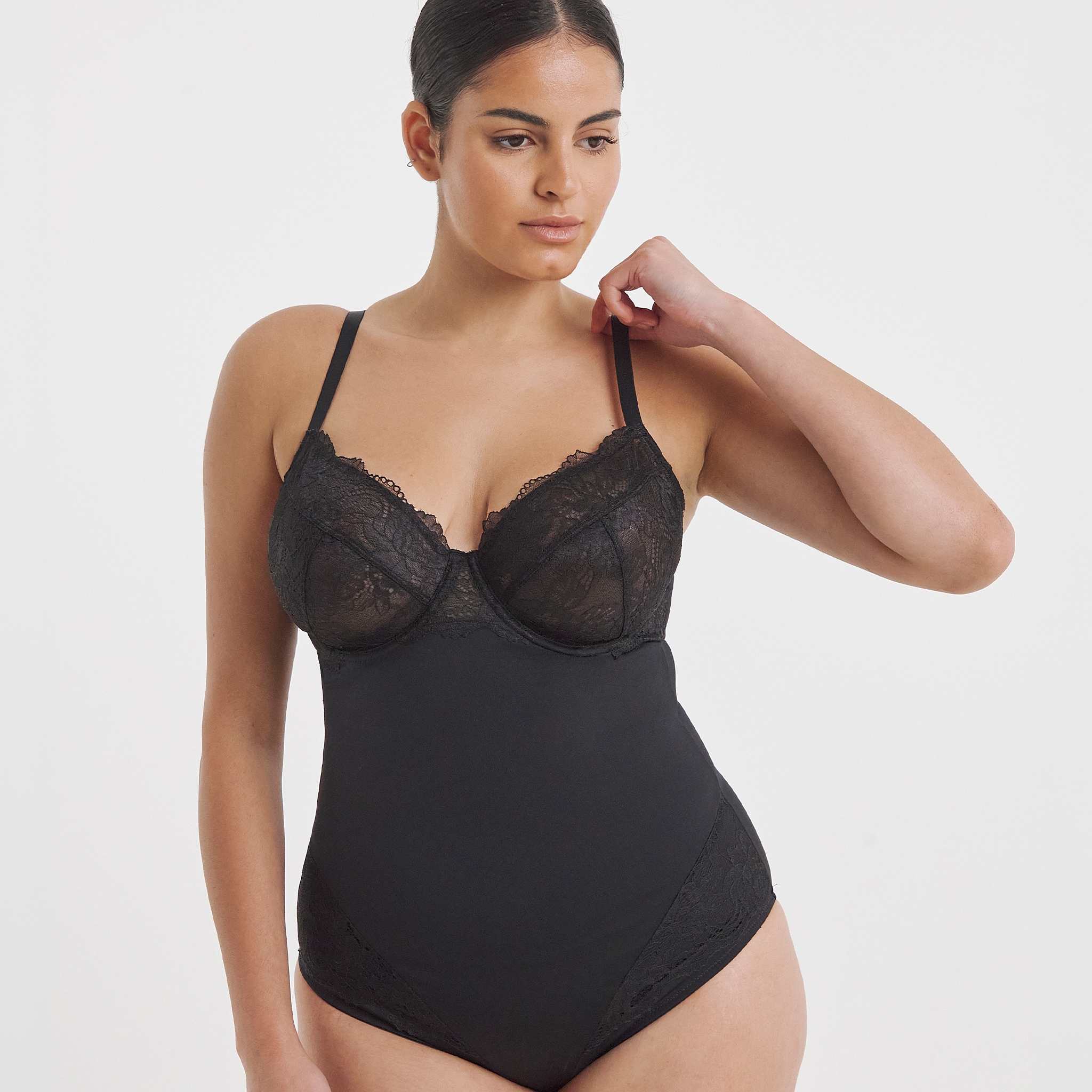 model wearing black underwear