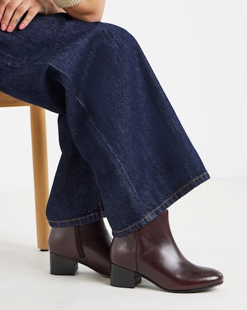 Chiba Leather Low Block Heel Ankle Boot - Extra Wide Fit (EEE)