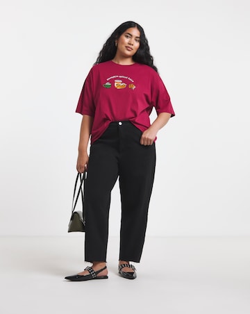 Simply Be Burgundy Autumn Embroidery T-Shirt
