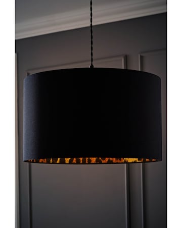 ValueLights Oasis Large Black Drum Shade with Leopard Inner 30cm
