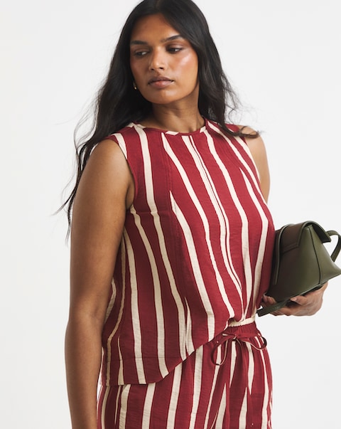 Simply Be Rust Stripe Shell Co-Ord Top