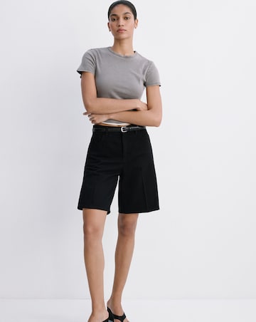 Mango High-Waist Straight-Fit Denim Shorts