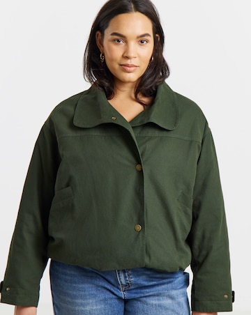 Dark Green Faux Fur Collar Parka Jacket