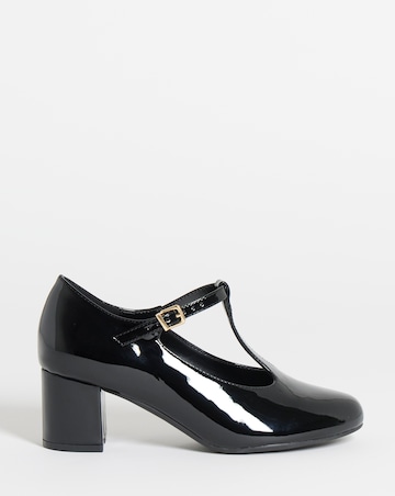 Cherry T Bar Block Heel Shoes - Extra Wide Fit (EEE)