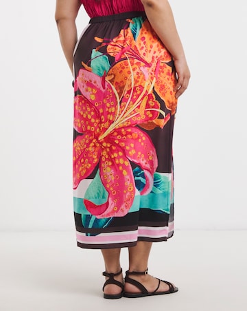 Floral Print Midi Wrap Skirt