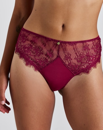 Pretty Secrets Eyelash Lace Midi Thong Burgundy