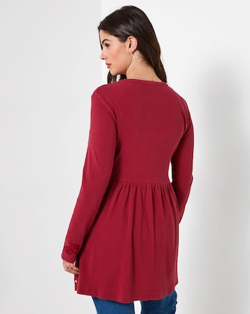 Joe Browns Ribbed Button Through Tunic Top With Embroidery Detail