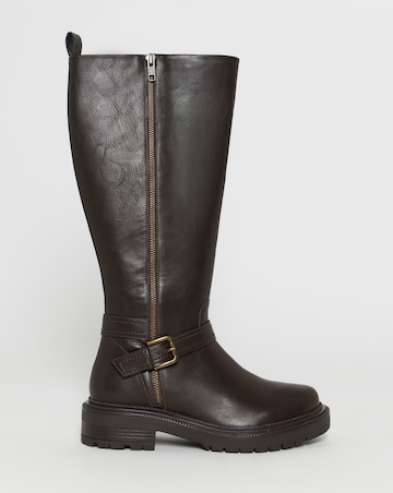 Sherry Zip Detail Knee High Boots - Extra Wide Fit (EEE) & Super Curvy Calf