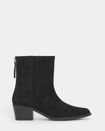 Shaundi Leather Block Heel Ankle Boots - Wide Fit (E)