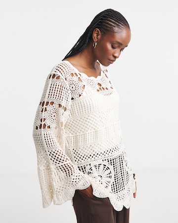 Simply Be Long Sleeve Crochet Smock Tunic