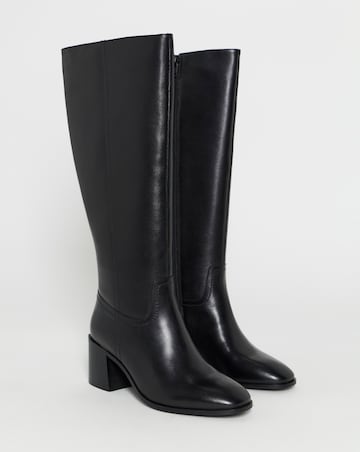 Nessa Leather Block Heel Knee High Boots - Wide Fit (E) & Curvy Calf