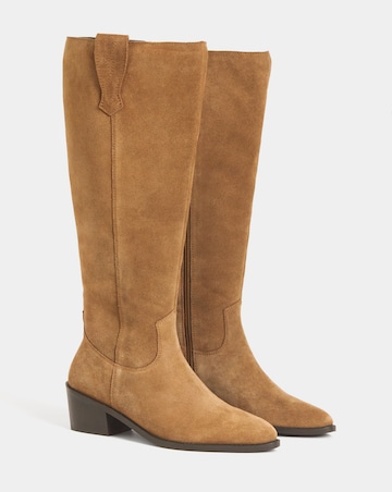 Carly Suede Knee High Western Boots - Extra Wide Fit (EEE) & Super Curvy Calf