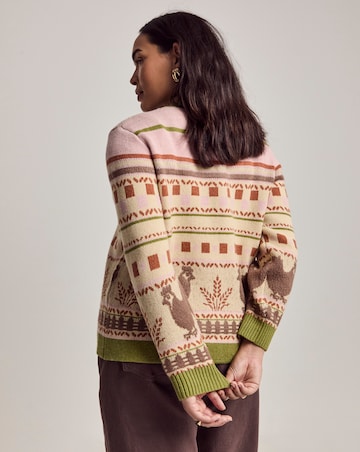 Julipa Motif Knitted Zip Up Cardigan