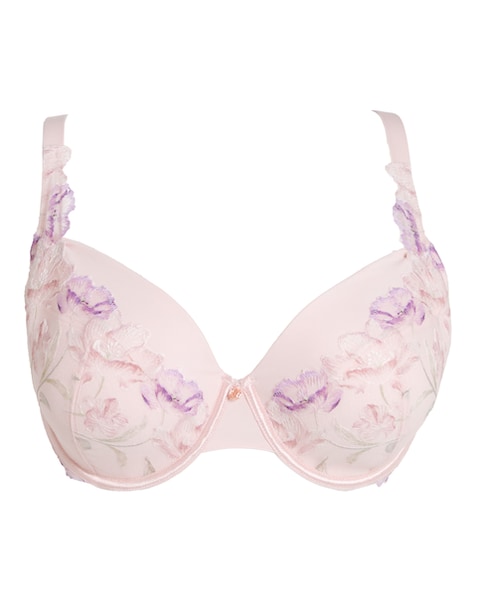 Pretty Secrets Sophia Embroidery Padded Plunge Bra (B-E) Pink