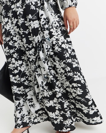 Lovedrobe Mono Floral Frill Dress
