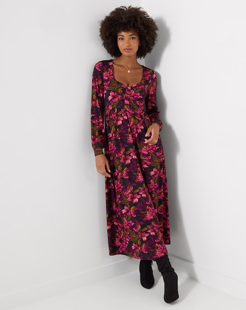 Joe Browns Lovely Lily Print Long Sleeve Jersey Midi Dress