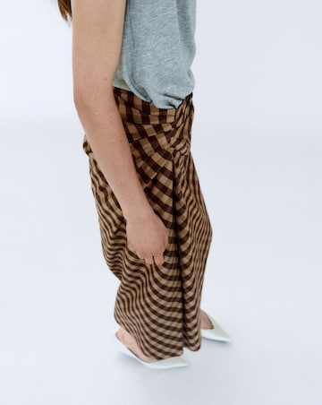 Mango Gingham Skirt With Draped Detail