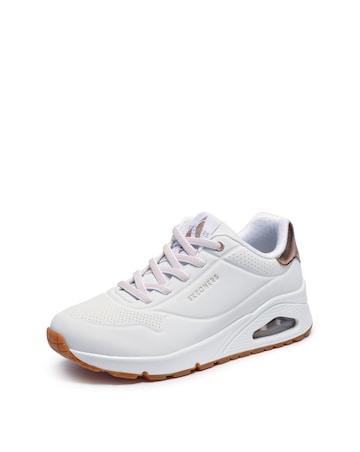 Skechers White Uno Shimmer Away Trainers - Wide Fit (E)