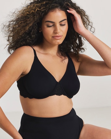 Pretty Secrets Supersoft Wired Minimising T-Shirt Bra (D-F) Black