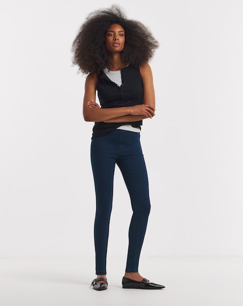 Simply Be Womens Stretch Skinny Pull On Jeggings - Dark Blue