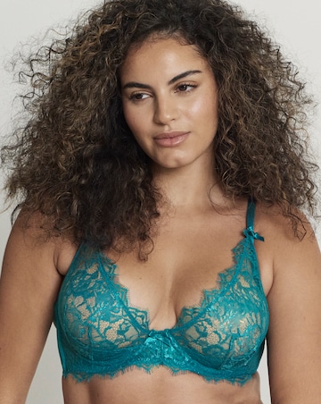 Figleaves Pulse Lace Underwired Plunge Bra B-G - Teal