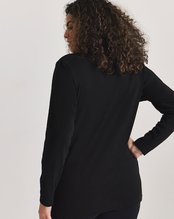 Pretty Secrets Thermal Brushed Fleece Long Sleeve Top Black