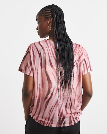 Simply Be Pink Zebra Print Mesh Relaxed Fit T-Shirt