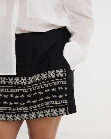 Black Embroidered Skort