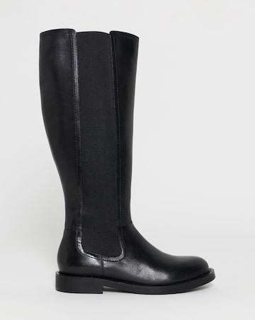 Laura Leather Knee High Chelsea Boots - Wide Fit (E) & Curvy Calf