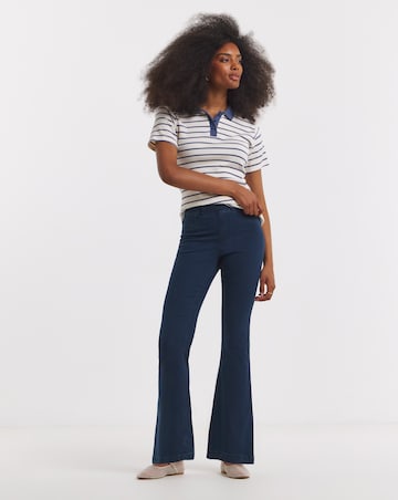 Simply Be Womens Stretch Flared Pull On Jeggings - Dark Blue