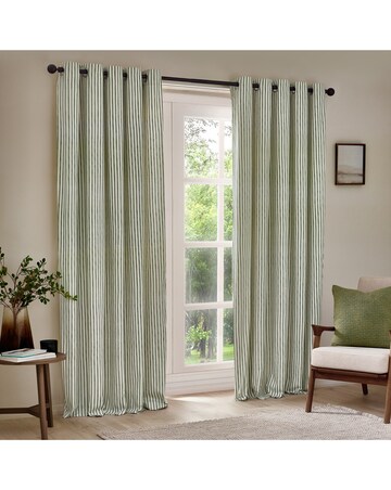 Yard Hebden Striped 100% Cotton Eyelet Lined Curtains