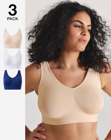 Pretty Secrets (3 Pack) Seamless Comfort Tops (Fits Up To D) Navy/Blush/White