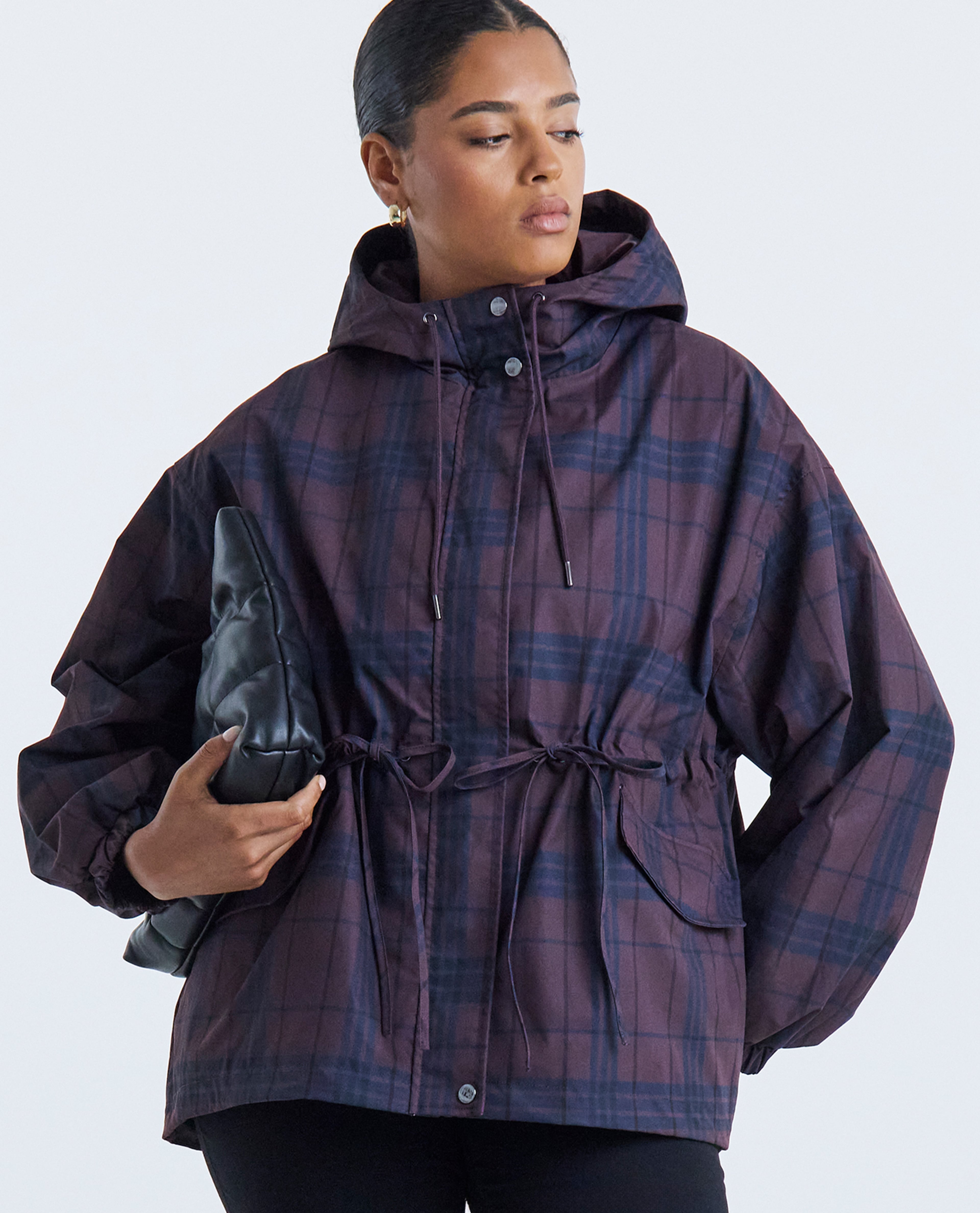 Model wearing light weight jacket