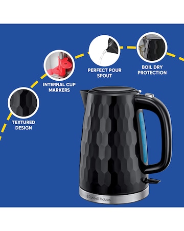Russell Hobbs 26051 Textured Honeycomb Black Kettle