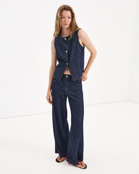 Mango Buttoned Denim Waistcoat