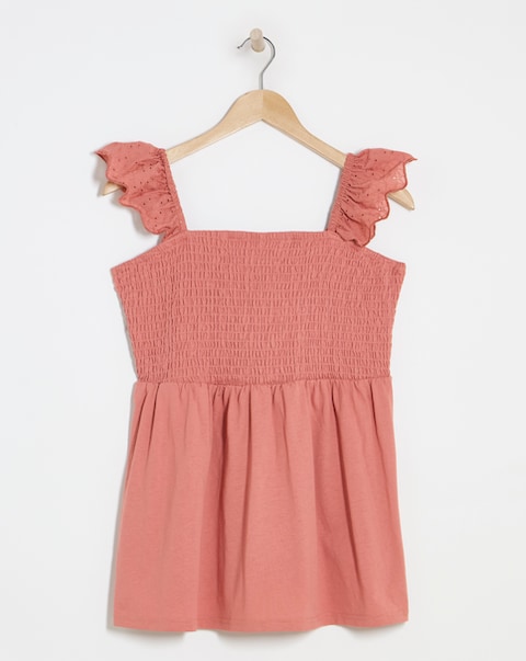 Simply Be Washed Red Broderie Ruched Bust Vest