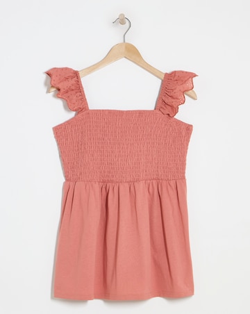Simply Be Washed Red Broderie Ruched Bust Vest