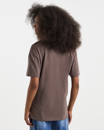 Simply Be Chocolate Slouchy V Neck T-Shirt