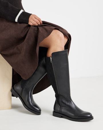 Michelle Leather Knee Riding Boots - Extra Wide Fit (EEE) & Super Curvy Calf