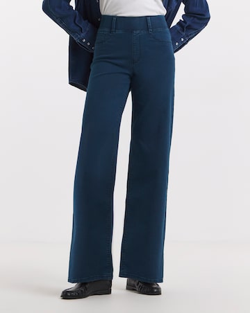 Indigo Stretch Wide Leg Pull On Jeggings